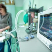 dog in surgery with monitoring machine